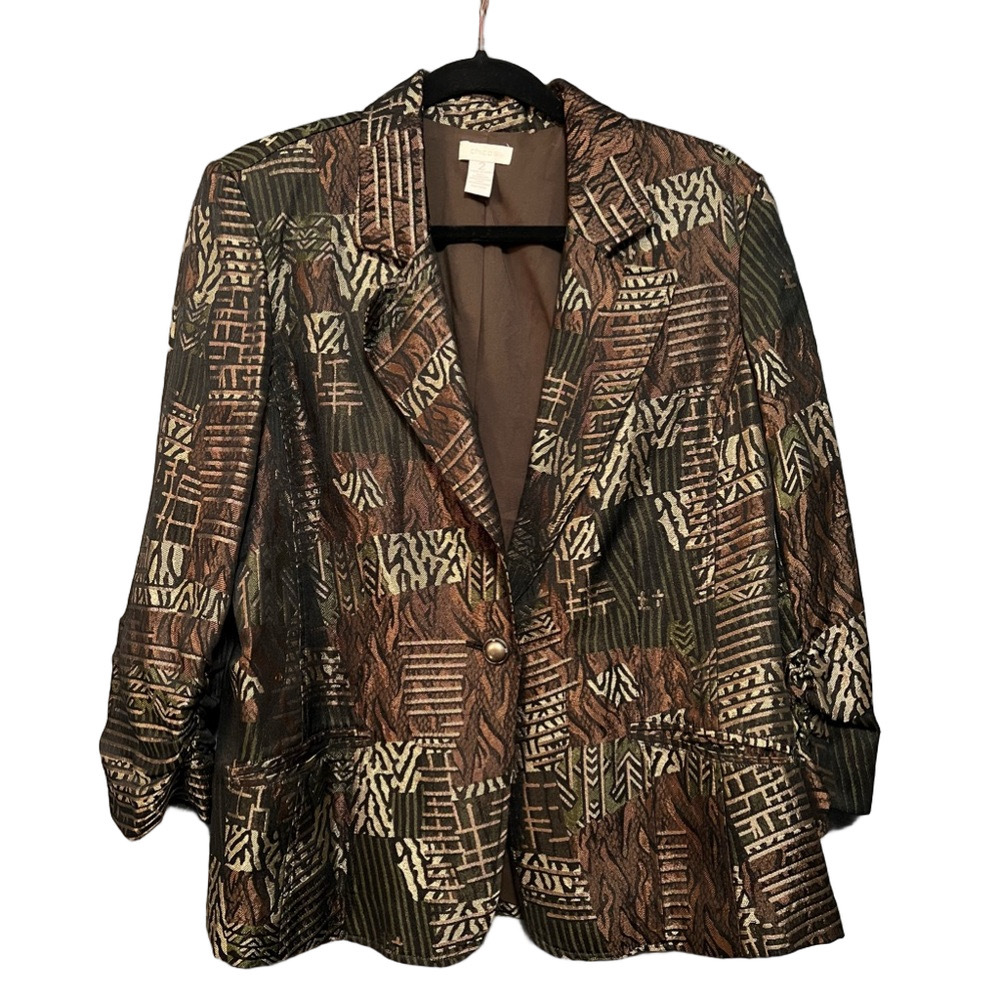 Chico's Lightweight Metallic  Blazer with 3/4 Sleeves | Size 2